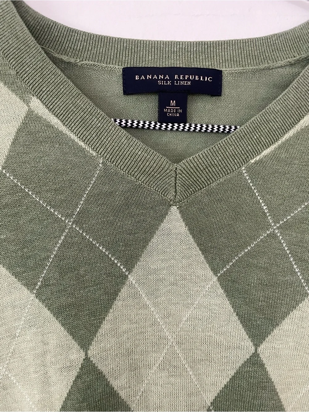 Banana Republic Argyle Silk/Linen Crewneck Sweater